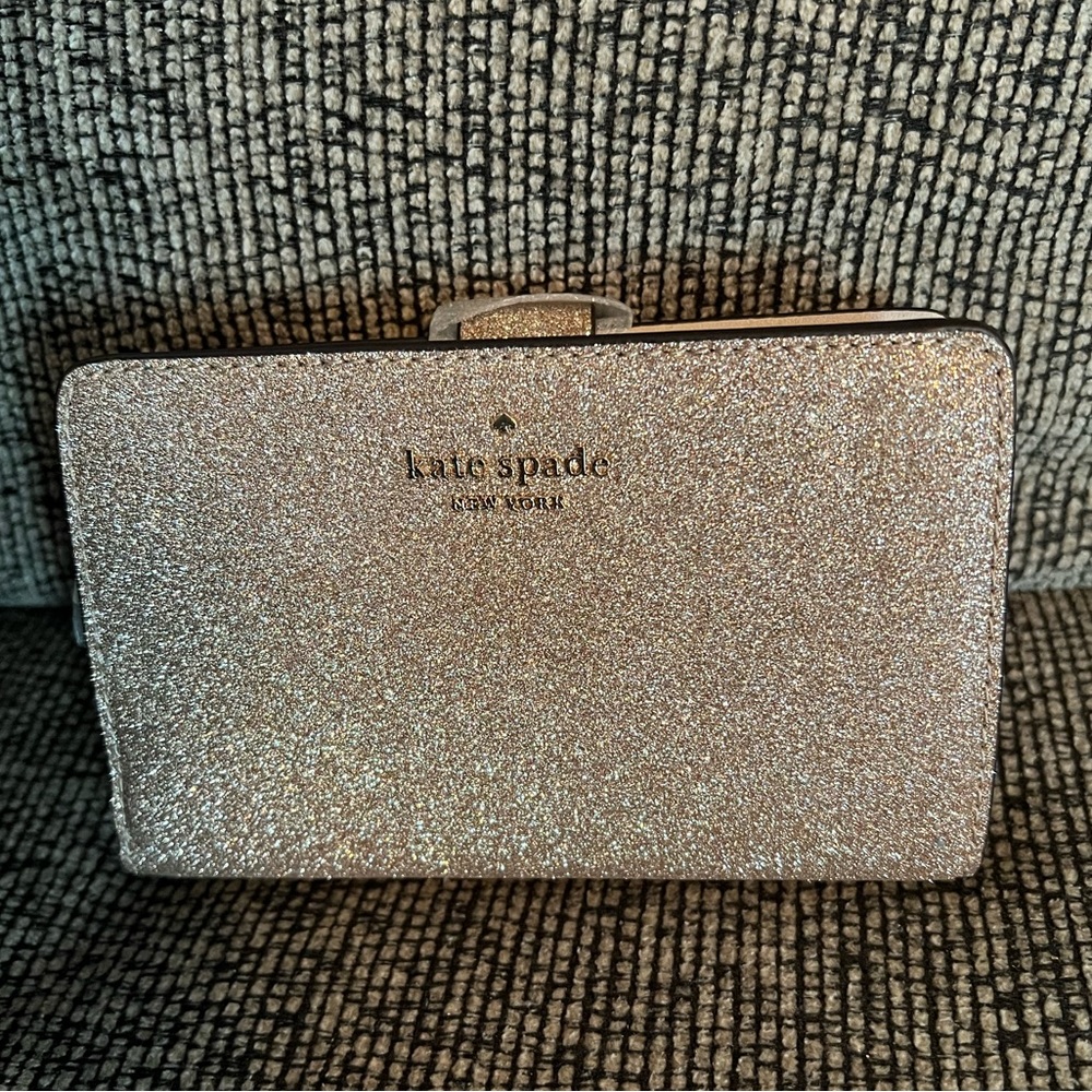 Kate Spade Rose Gold Glitter Shimmer Medium Wallet
